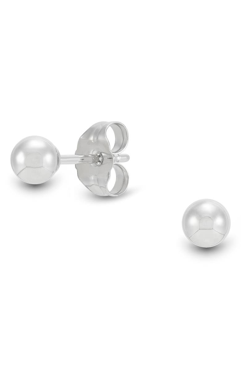 Frankie & Zoe 4mm High Polish Ball Stud Earrings, Alternate, color, White Gold