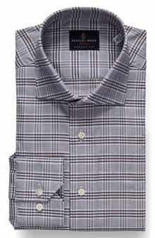 Emanuel Berg Modern Fit Plaid Natural Stretch Yoga Twill Dress Shirt