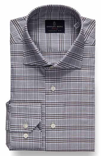 Emanuel Berg Modern Fit Plaid Natural Stretch Yoga Twill Dress Shirt