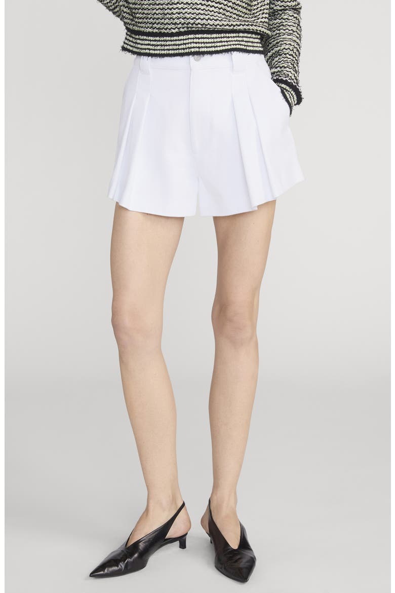 The Structural Pleated High Waist Shorts, Main, color, WHITE