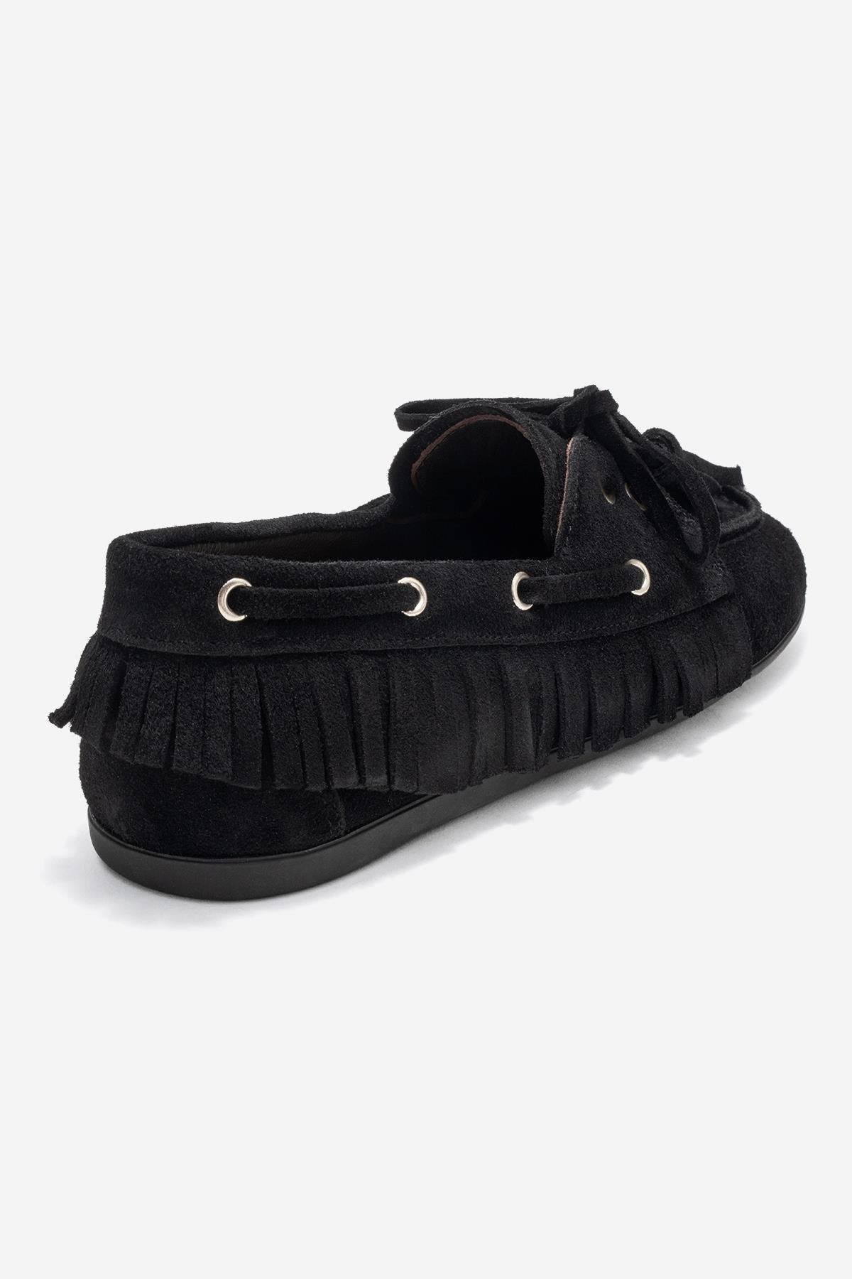 Forever & Always Shoes Fenora Leather Tassel Loafer, Alternate, color, Black Suede Leather