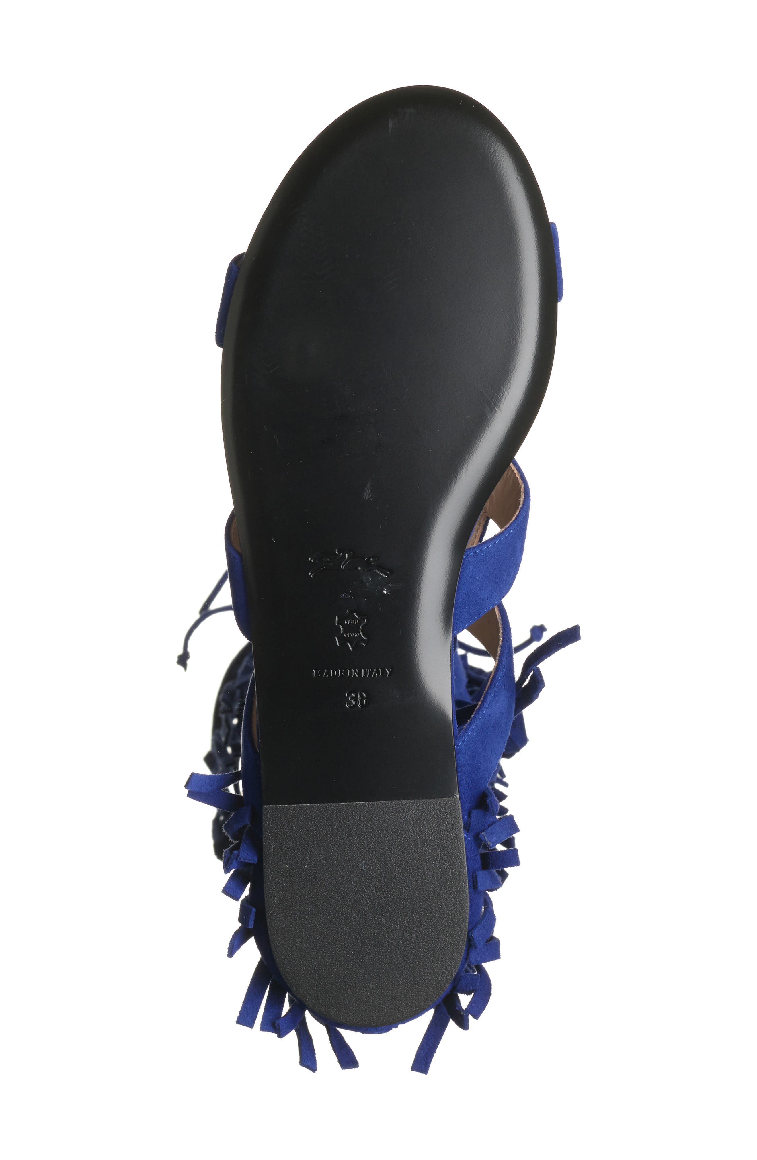 Longchamp Ghillie Lace-Up Fringe Sandal, Alternate, color, 