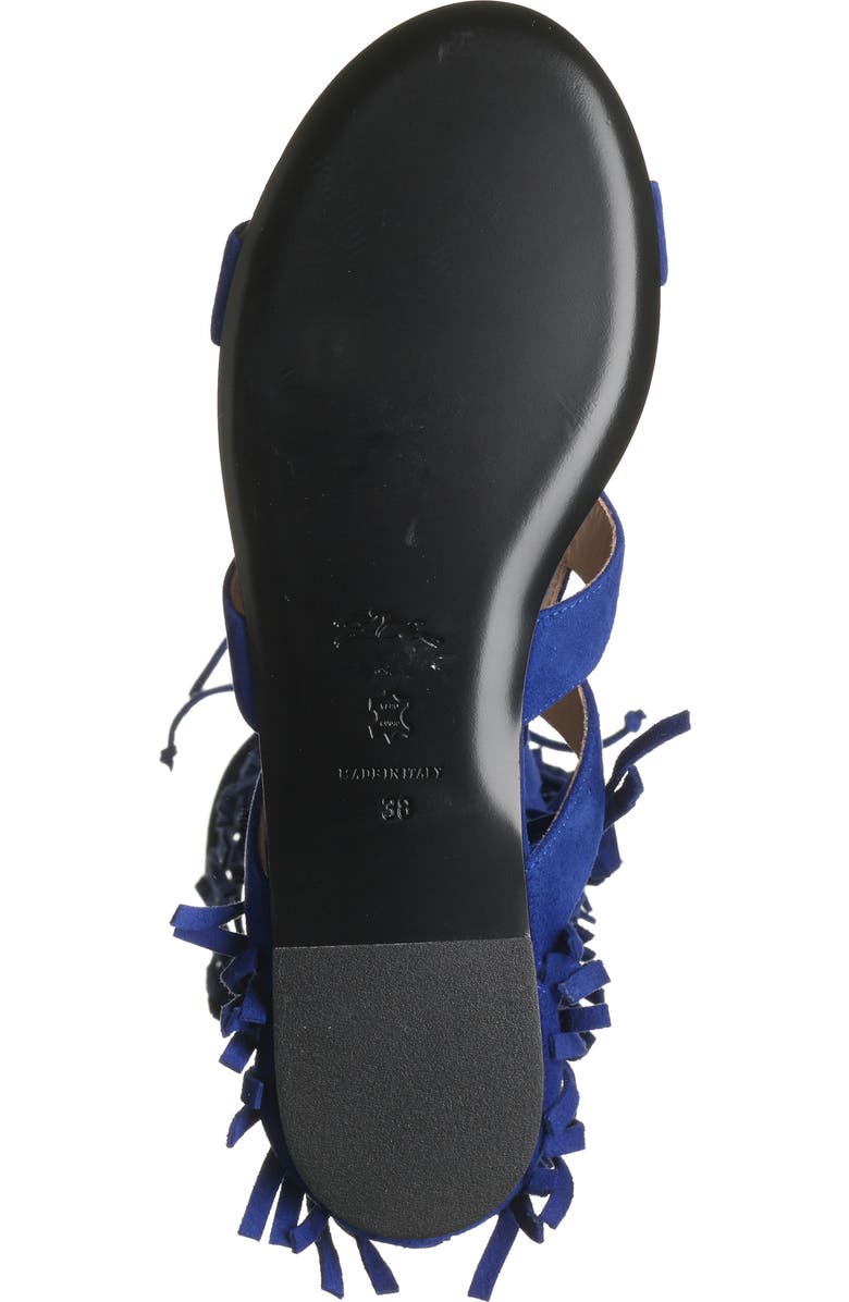 Longchamp Ghillie Lace-Up Fringe Sandal, Alternate, color,