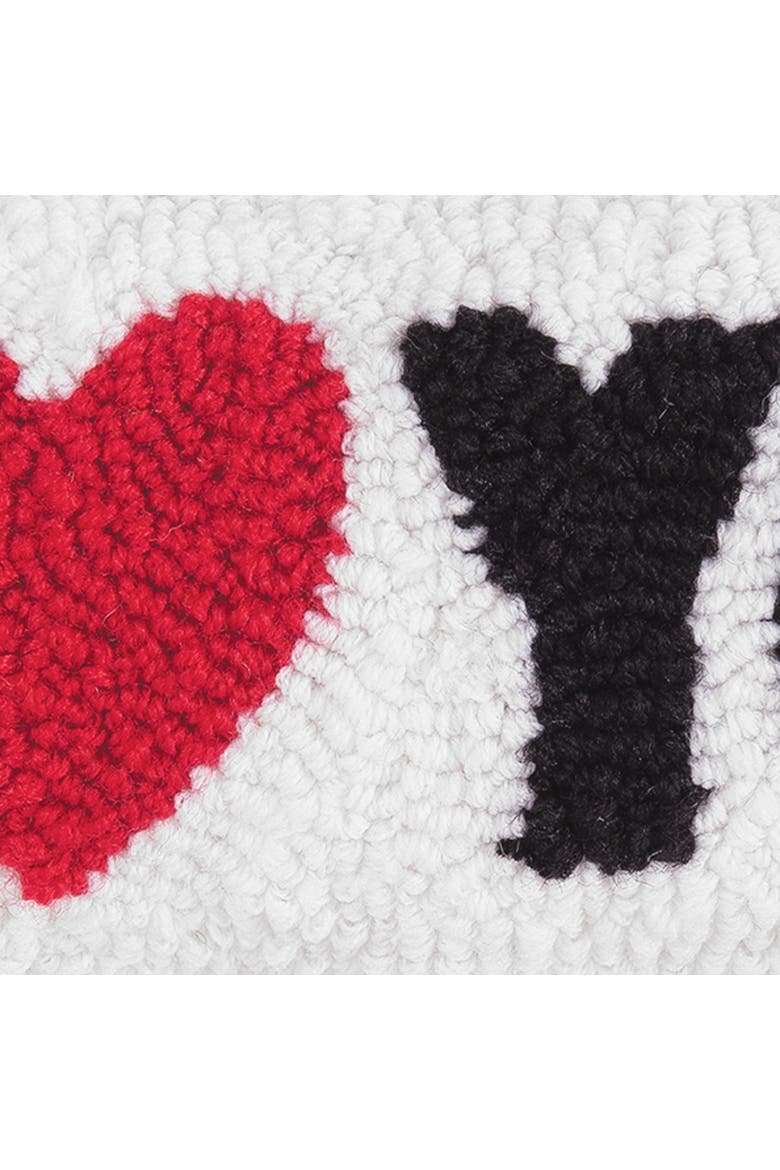 "I Heart You" Mini Hooked White Valentine's Day Accent Pillow 6" x 12", Alternate, color, White