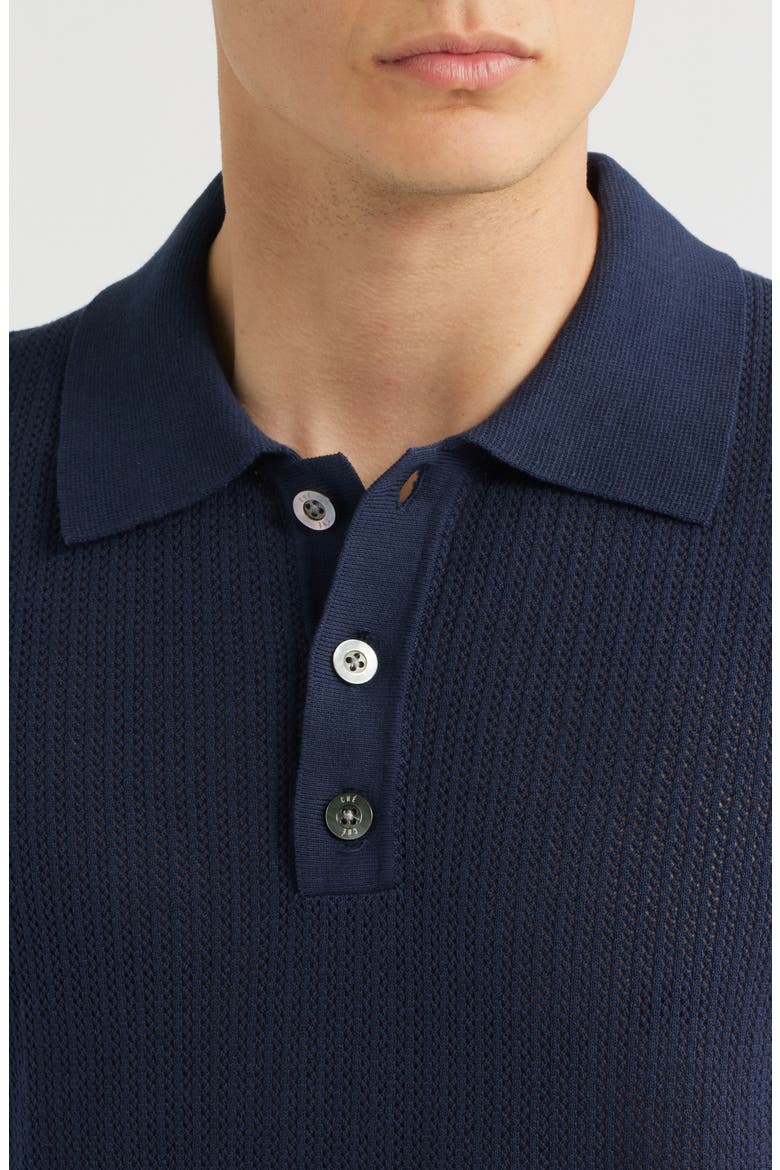 Quinn Open Knit Polo Sweater, Alternate, color, NAVY