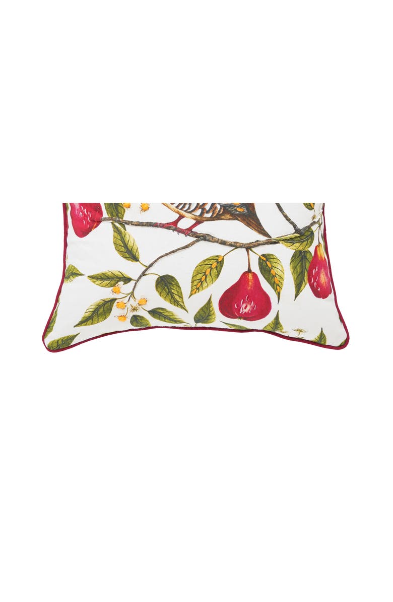 C&F Home Partridge In A Pear Tree Printed 100% Cotton Christmas Accent Throw Pillow 18" x 18", Alternate, color, Red
