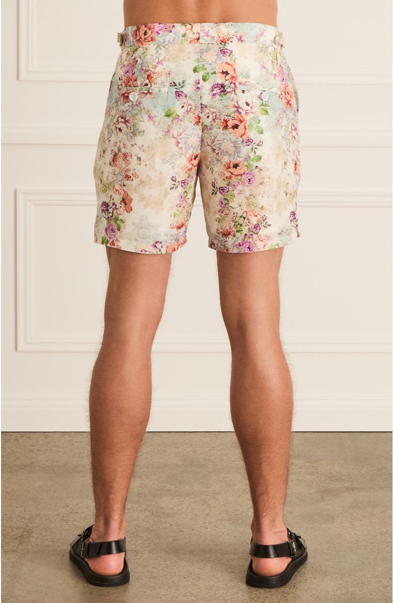 Aqua Blu Tailored Louis Shorts, Alternate, color, White Floral Print