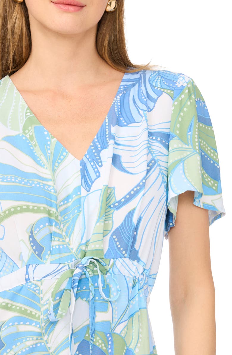 Vince Camuto Print Flutter Sleeve Tiered Maxi Dress, Alternate, color, Mint