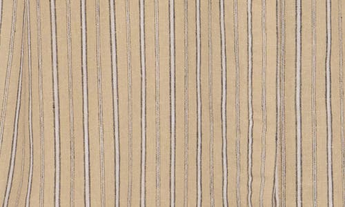 Caslon ® Oversize Stripe Short Sleeve Button-up Shirt In Tan Safari Amy Stripe