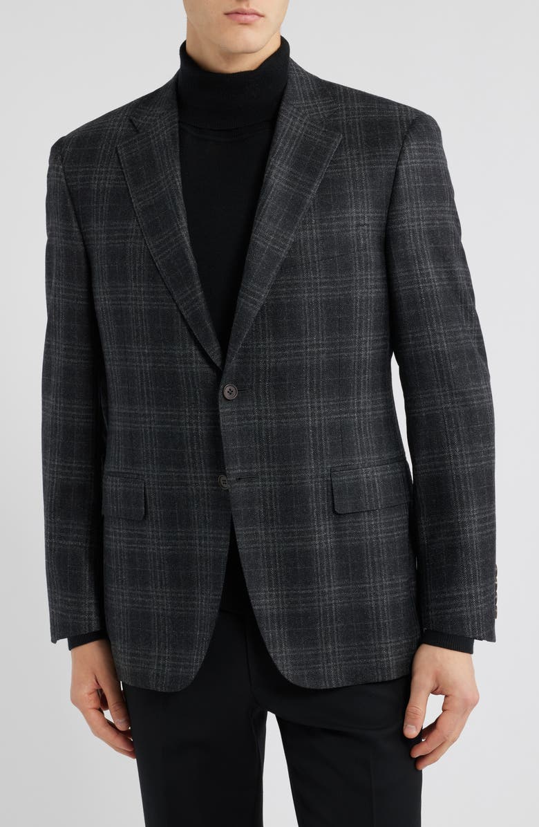 Canali Siena Regular Fit Plaid Wool Sport Coat, Main, color,