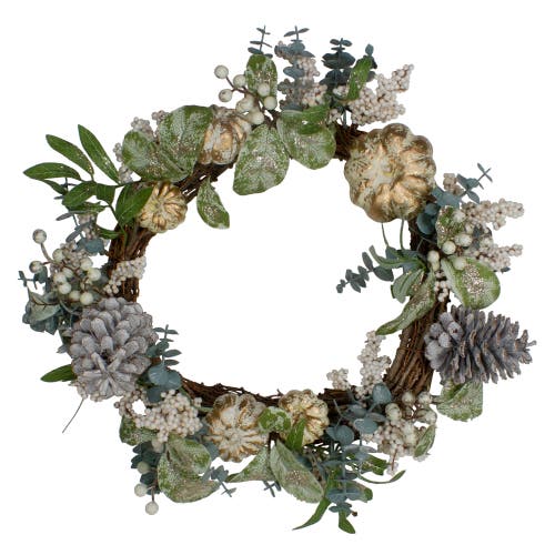 Northlight Neutral Colored Pumpkin And Pine Cones Fall Harvest Wreath In Multi