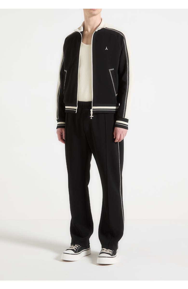 Manière De Voir Tristan Contrast Whipstitch Raglan Track Jacket, Main, color, Black