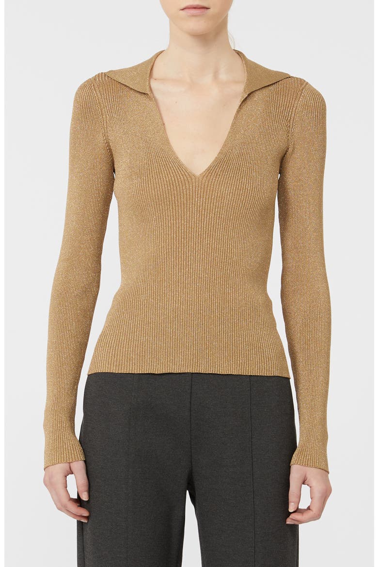 Ondata Metallic Rib Sweater, Main, color, LIGHT GOLD