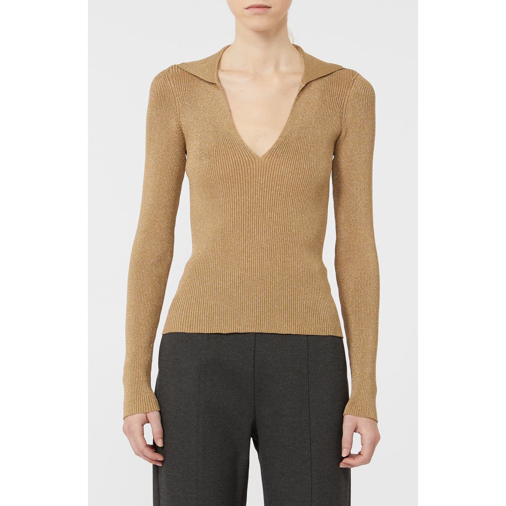 Mm By Max Mara Ondata Metallic Rib Sweater In Brown