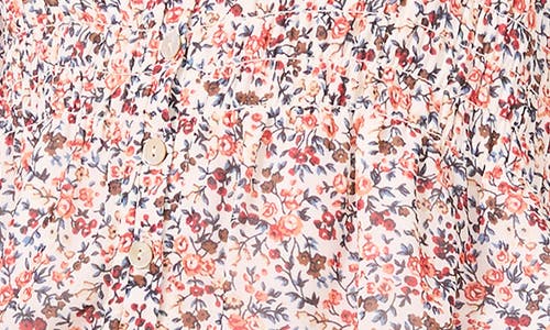 1.state Floral Smock Detail Chiffon Top In White