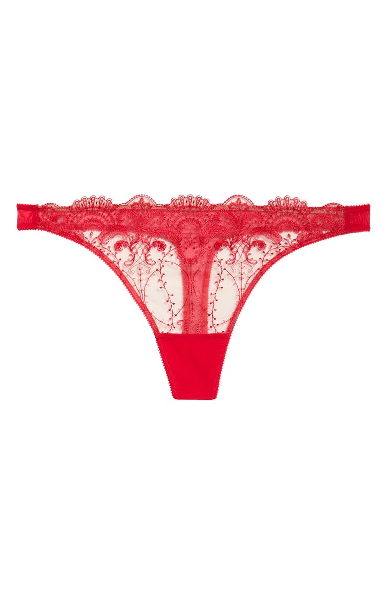Dita Von Teese Nom de Plum Embroidered Mesh Thong, Alternate, color, Flame
