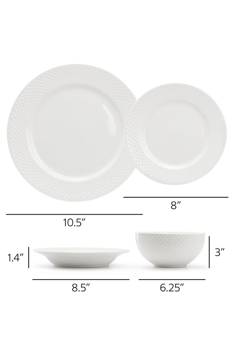 Kim 16 Piece Double Bowl Porcelain Dinnerware Set, Alternate, color, White