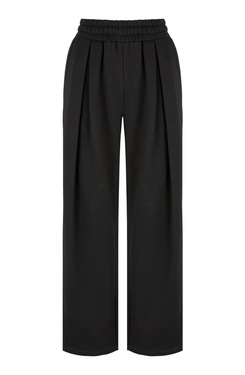 Manière De Voir Fanny Straight Leg Box Pleat Joggers, Alternate, color, Black