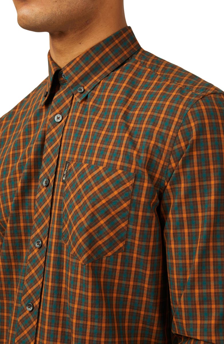 Ben Sherman Signature House Check Organic Cotton Button-Down Shirt, Alternate, color, Orange