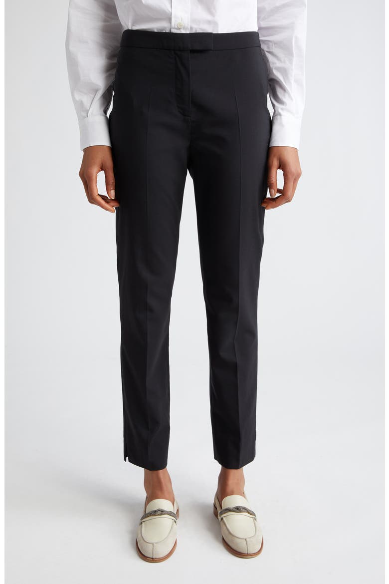 Slim Fit Virgin Wool Blend Trousers, Main, color, BLACK