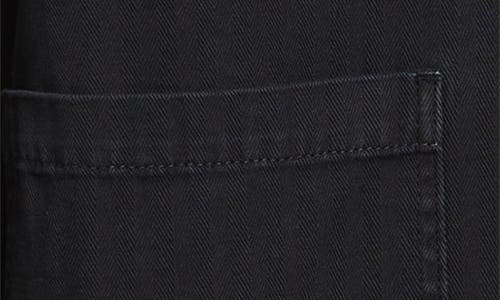 Frame Button-up Cotton Herringbone Chore Coat In Black