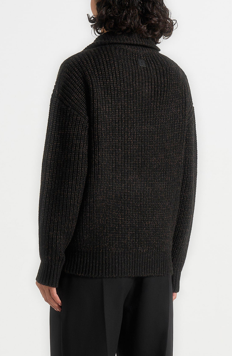 Manière De Voir Jamie Unisex Speckled Wool Zip Through Jacket, Alternate, color, Black