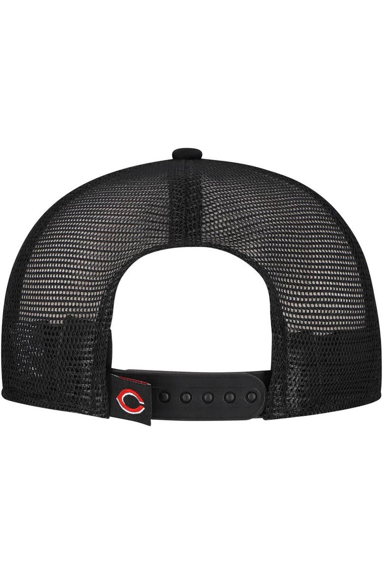 Men's New Era Black Cincinnati Reds Retro Bold A-Frame Trucker 9FORTY Adjustable Hat, Alternate, color, Black