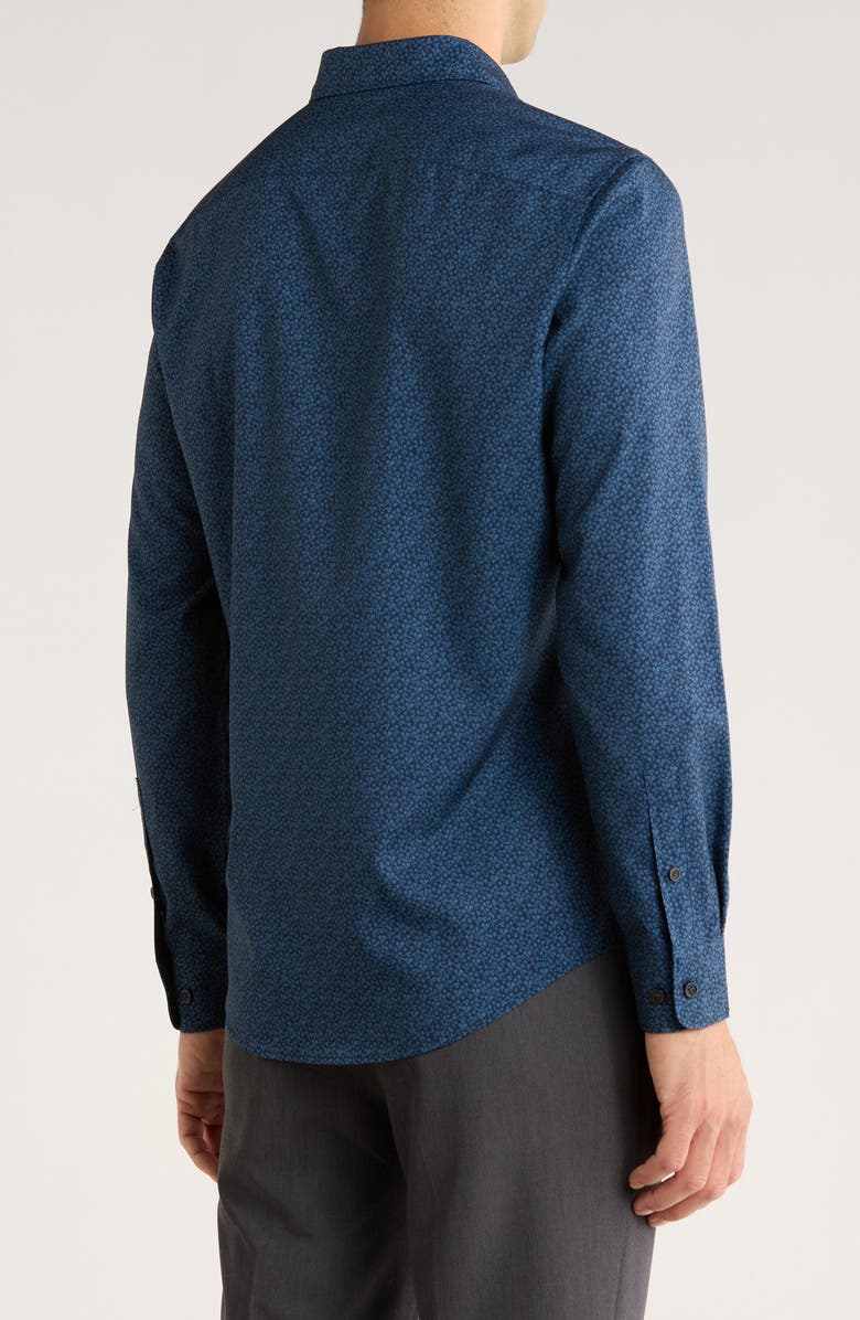 Perry Ellis Slim Fit Micro Floral Motion Dress Shirt, Alternate, color, Vintage Indigo