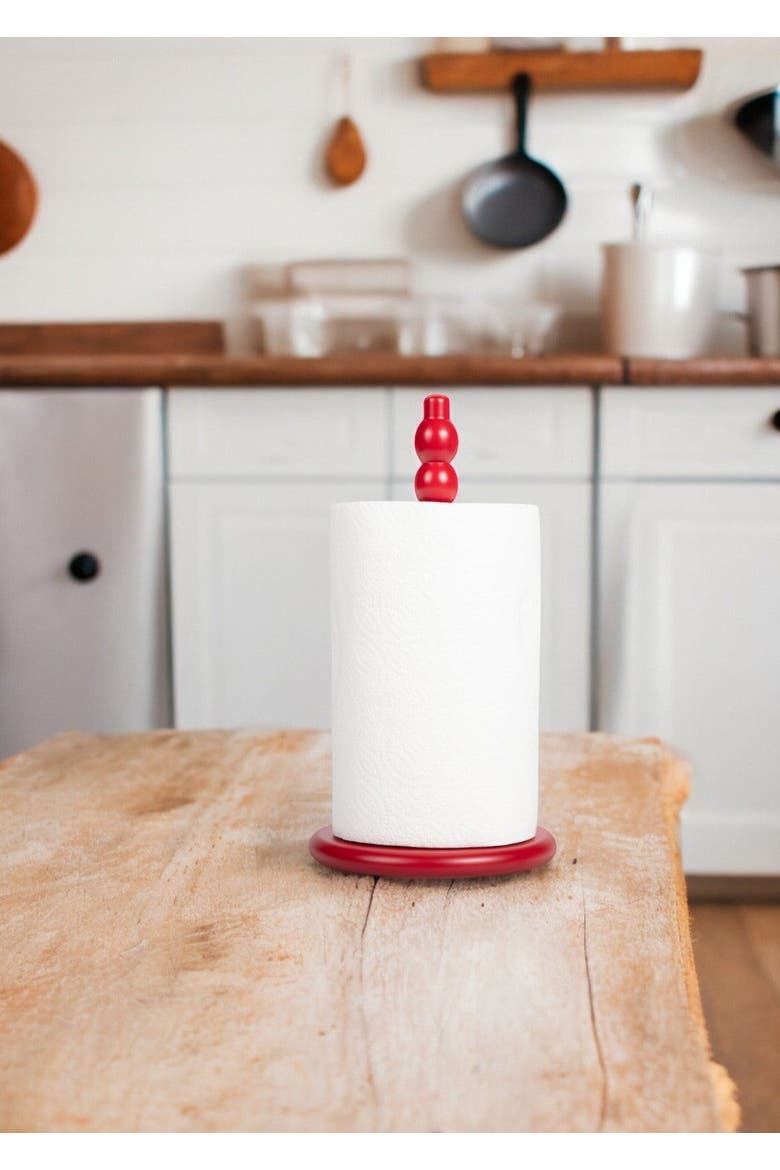 Wooden Kitchen Roll Holder, Alternate, color, Chilli Red