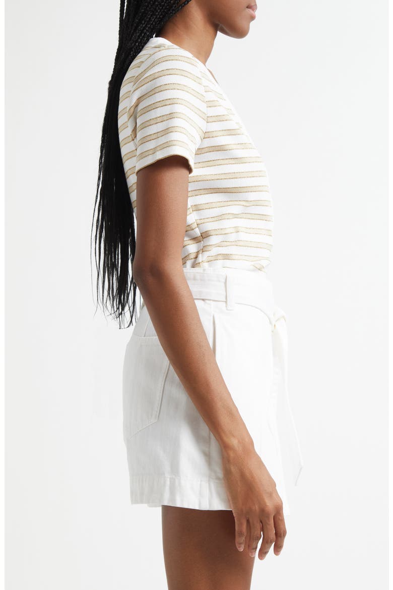 Dekalb Stripe Stretch Cotton Henley Top, Alternate, color, KHAKI WHITE