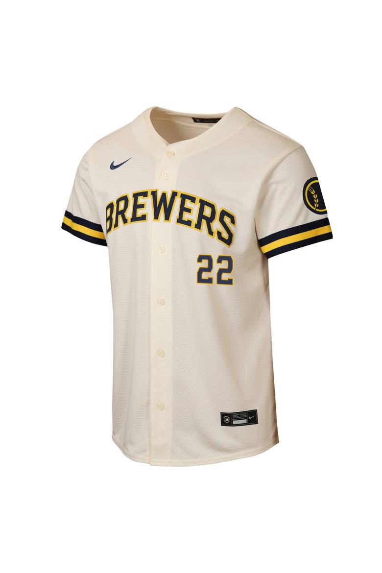 Youth Nike Christian Yelich Cream Milwaukee Brewers Home Stadium Jersey, Alternate, color, Cream