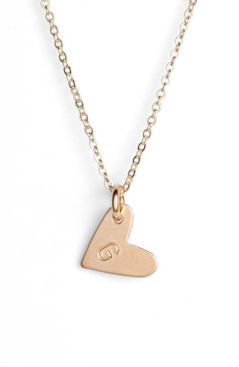 14k-Gold Fill Initial Mini Heart Pendant Necklace