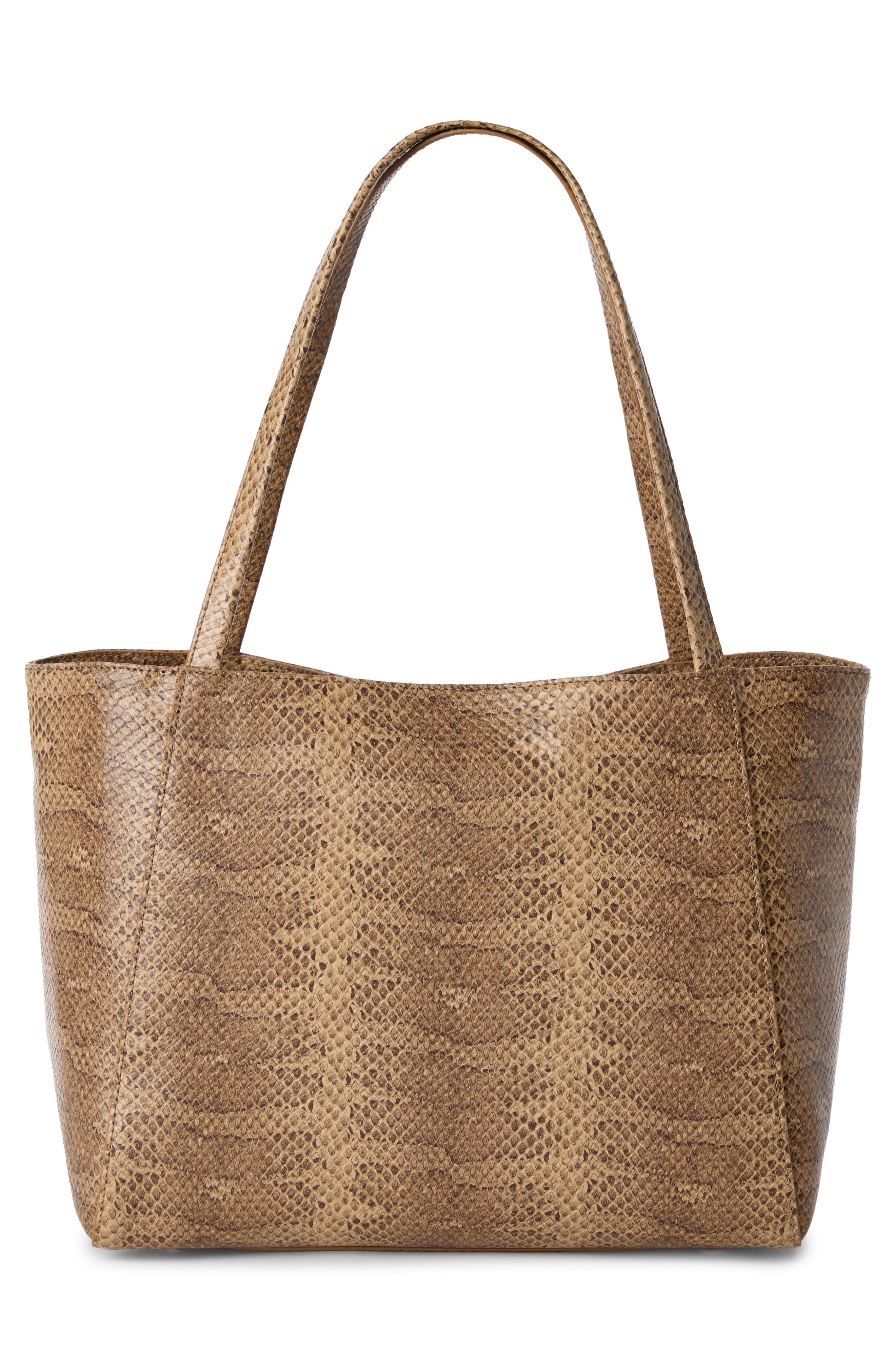 Brahmin Mona Croc Embossed Leather Tote, Alternate, color, Light Pecan