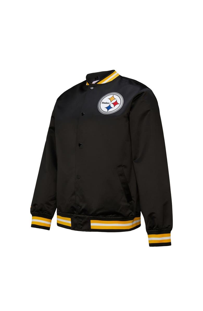 Mitchell 
Ness Men
s Mitchell 
Ness Black Pittsburgh Steelers Double Down Satin Full-Snap Jacket, Alternate, color, 