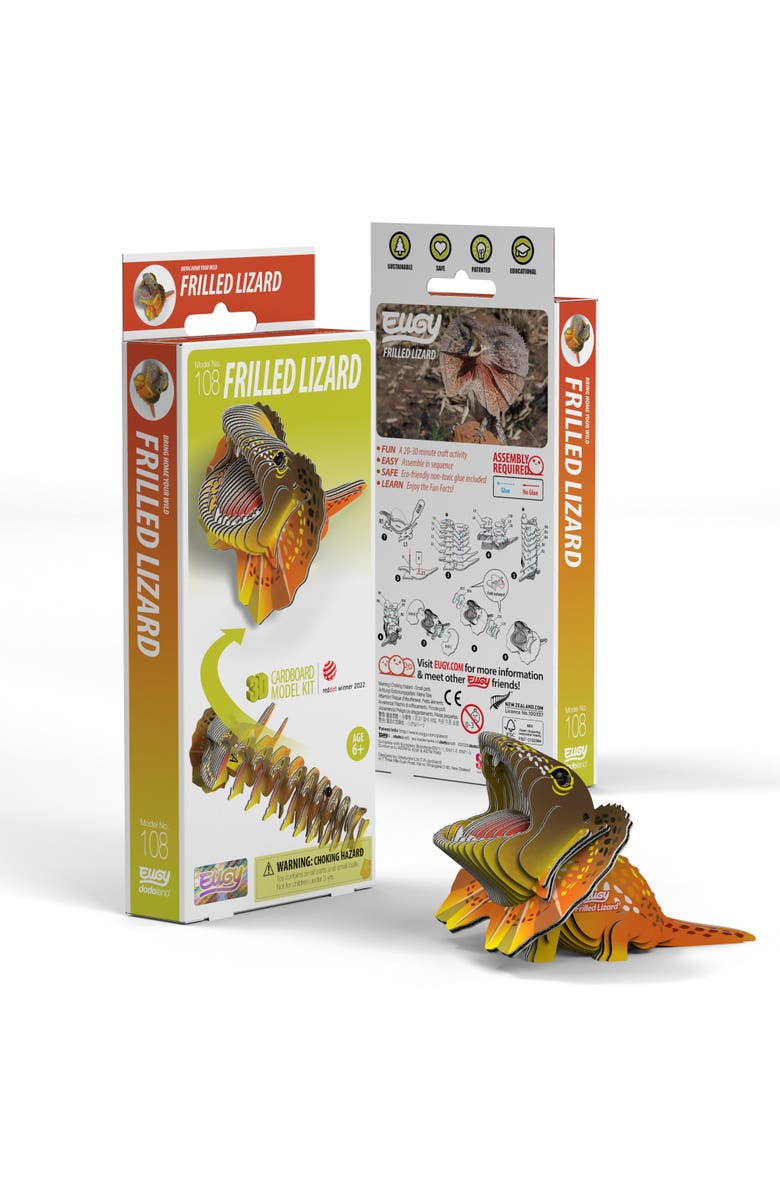 Eugy Puzzles Frilled Lizard 3D Puzzle, Main, color, NO COLOR