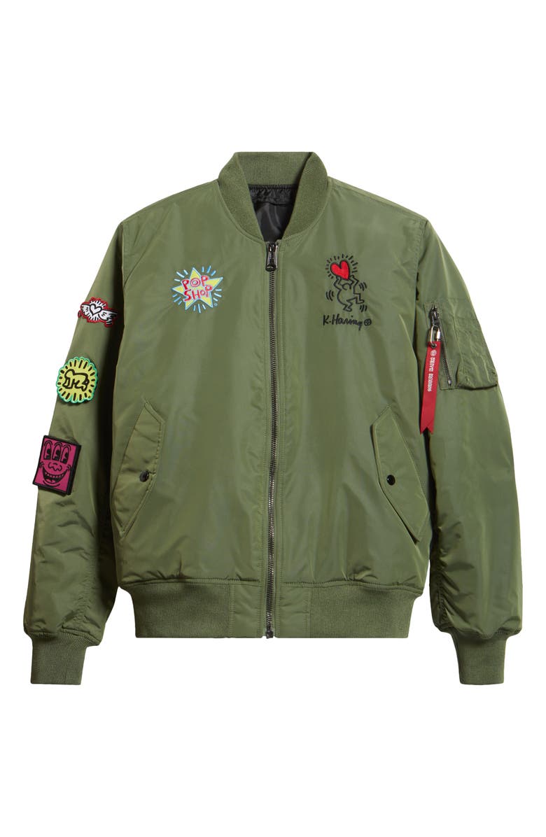 Alpha Industries x Keith Haring MA-1 Reversible Jacket, Alternate, color, Sage