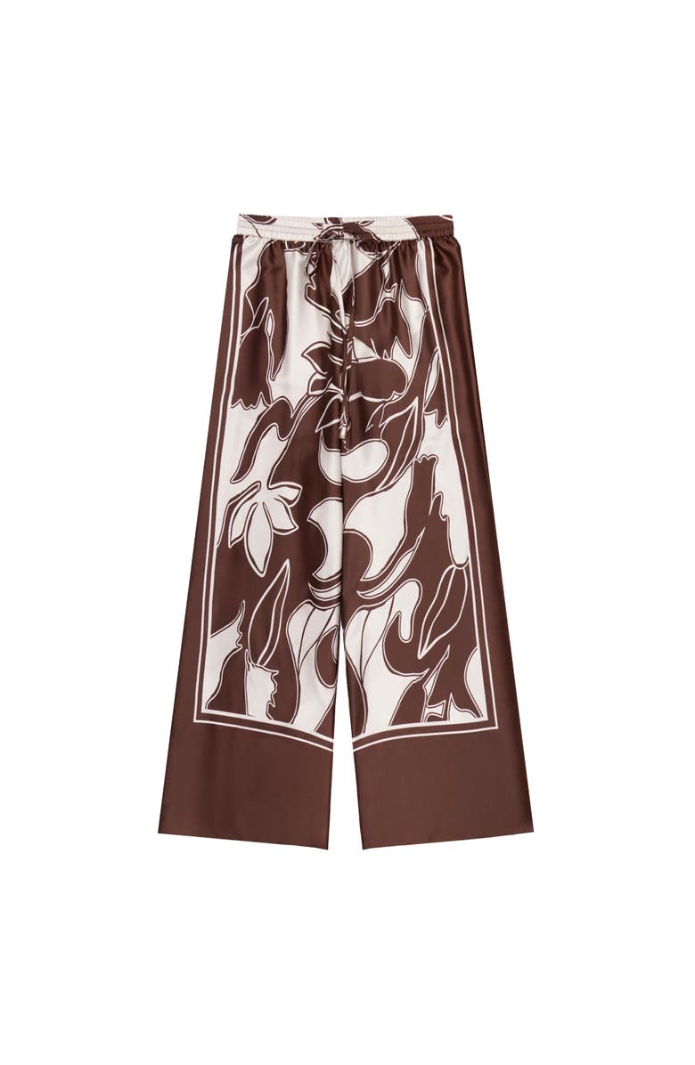 Ro&Zo Swirl Border Print Trouser, Alternate, color, Brown