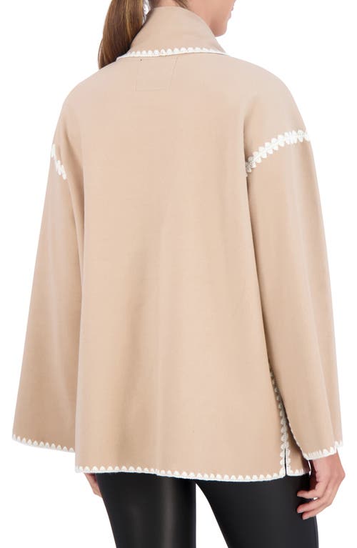 Ookie & Lala Women's Whipstitch Trim Drop Shoulder Scarf Coat In Camel