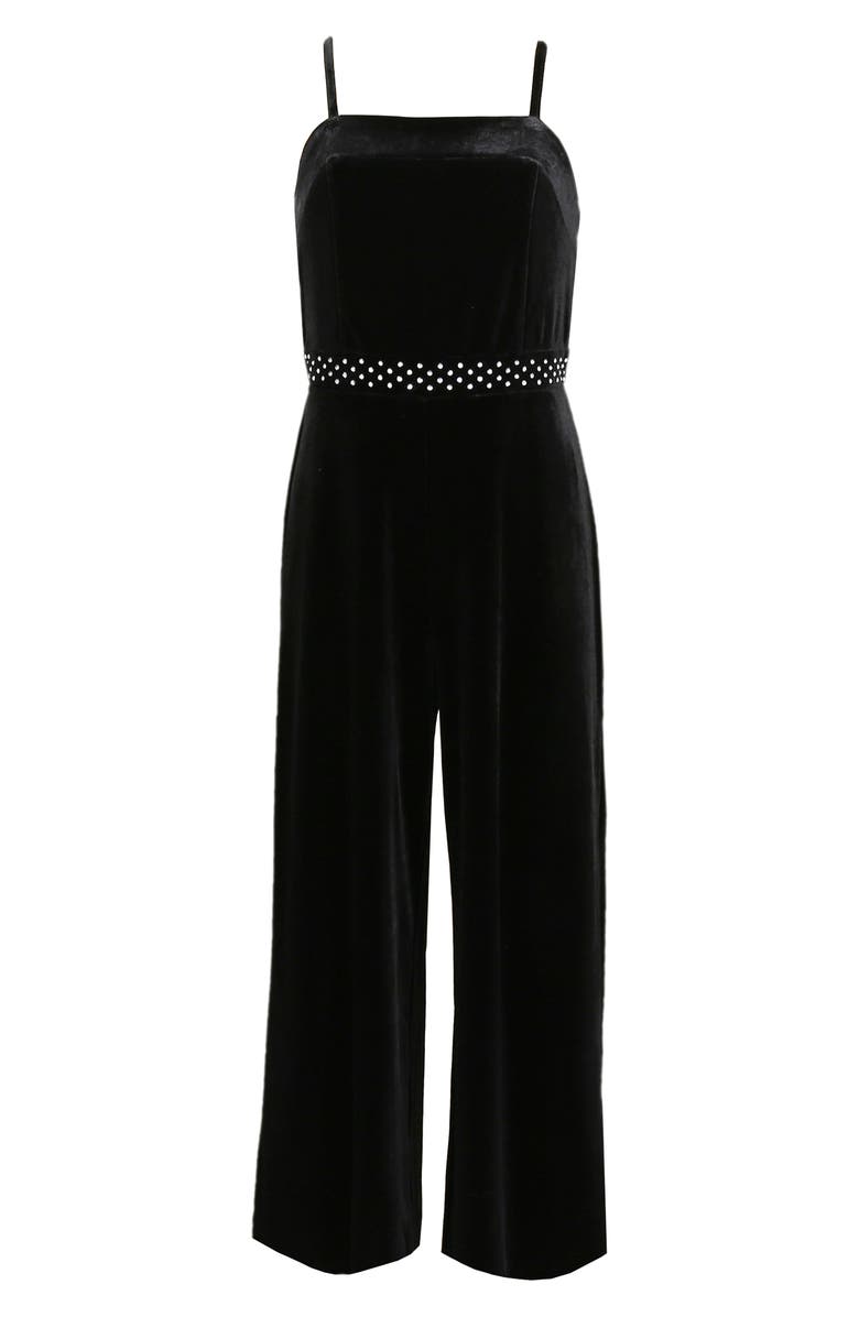 Zunie Kids' Velvet Jumpsuit & Shrug Set, Alternate, color, Black