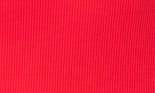 Cece Keyhole Rib Top In Red