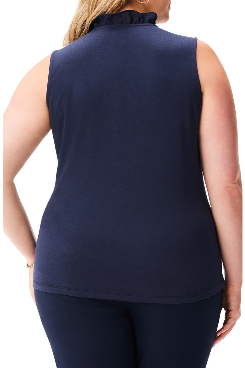 Ruffle Around Mixed Media Sleeveless Top, Alternate, color, DARK INDIGO