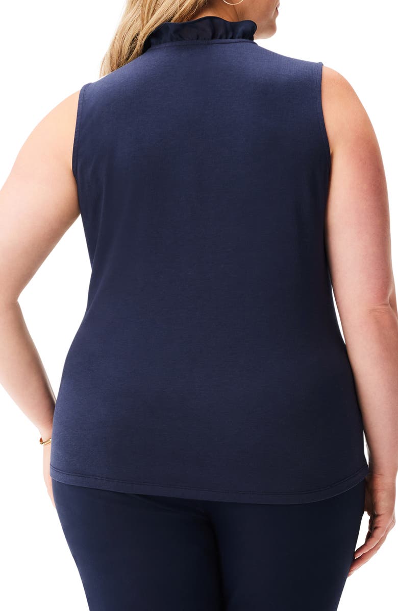 NIC+ZOE Ruffle Around Mixed Media Sleeveless Top, Alternate, color, Dark Indigo