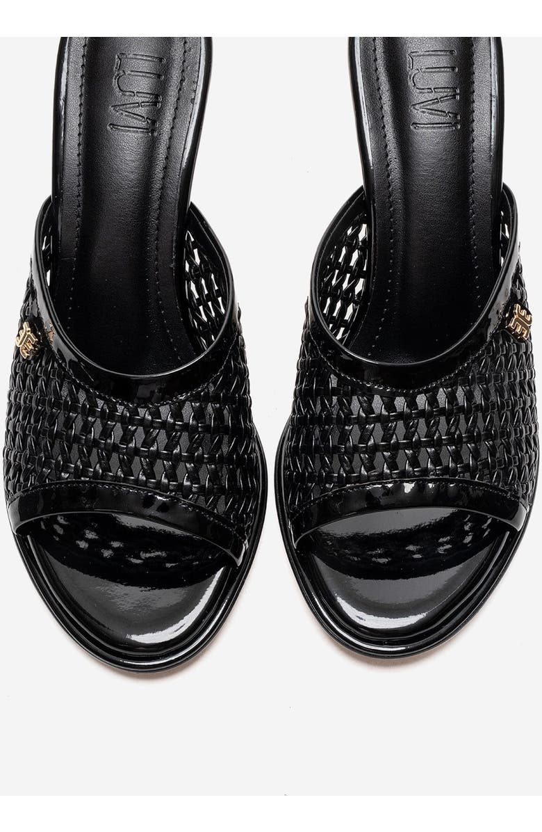 Prologue Shoes Selvian Woven Stiletto Sandal, Alternate, color, Black