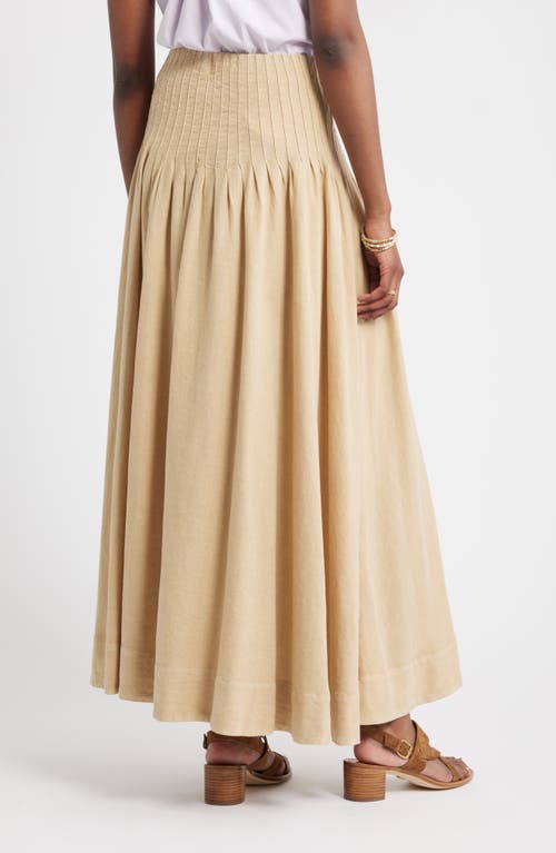 Treasure & Bond Pleat Accent Linen Blend Maxi Skirt In Neutral