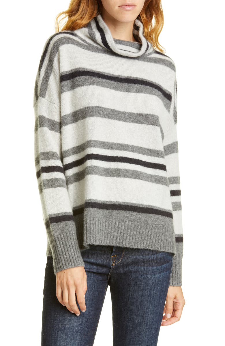 Nordstrom Signature Oversize Stripe Turtleneck Cashmere Sweater, Main, color, 