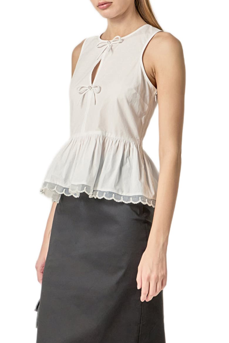 Sleeveless Peplum Top, Alternate, color, WHITE