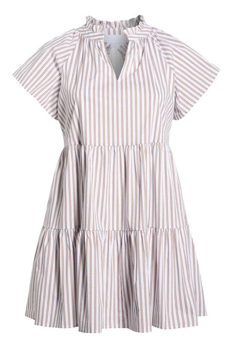 Parson Stripe Janelly Poplin Tiered Minidress, Alternate, color, BROWN-STRIPE
