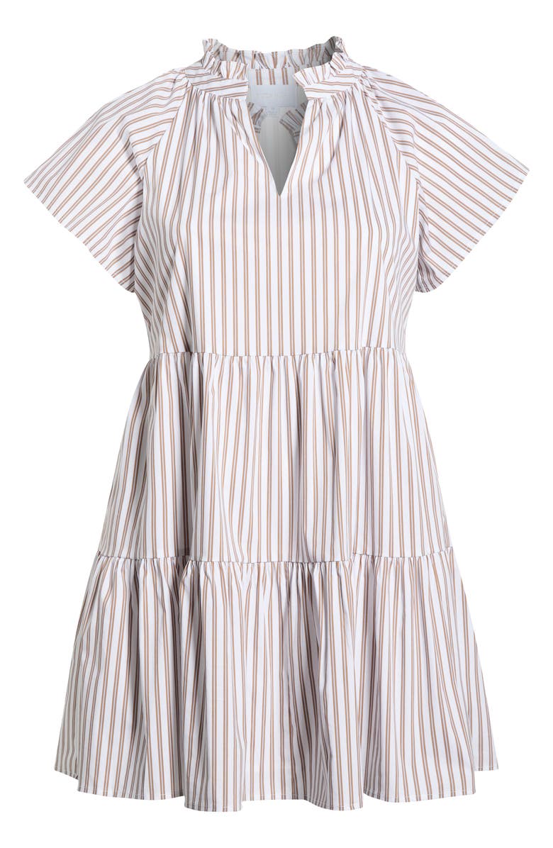 SUGARLIPS Parson Stripe Janelly Poplin Tiered Minidress, Alternate, color, Brown-Stripe