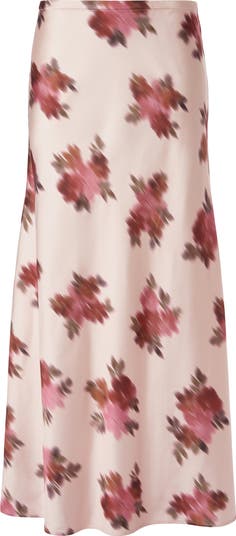 Floral Print Satin Slip Skirt