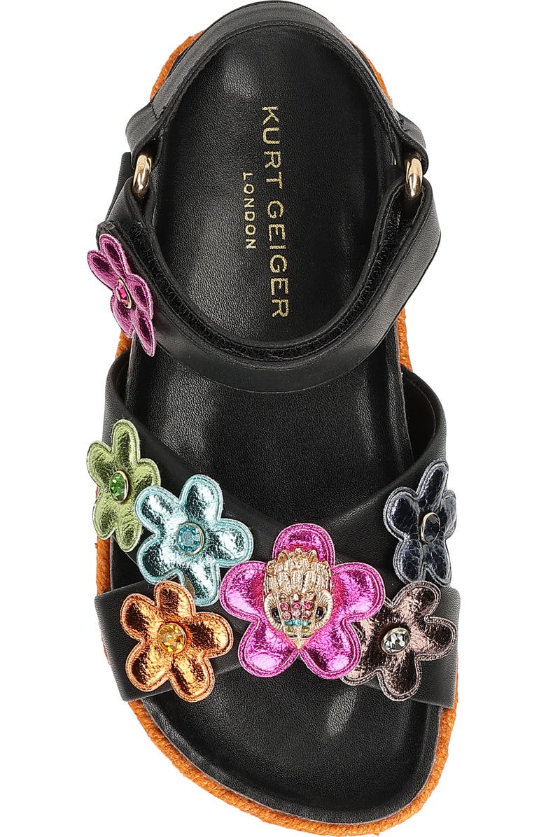 Kurt Geiger London Kids' Mini Kensington Flower Sandal, Alternate, color, Black Multi